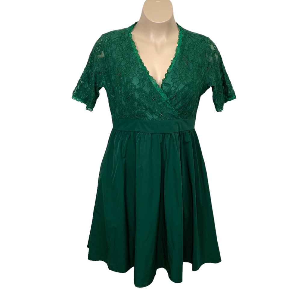 Size 16 Green Lace Formal Dress Nemidor Lined Event Party Cocktail Zip Closure